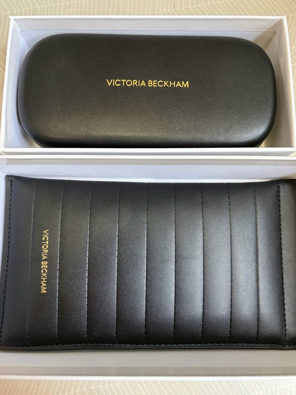 2 Victoria Beckham Black Eyewear Cases- Soft Leather and Hard Shell- Boxed New